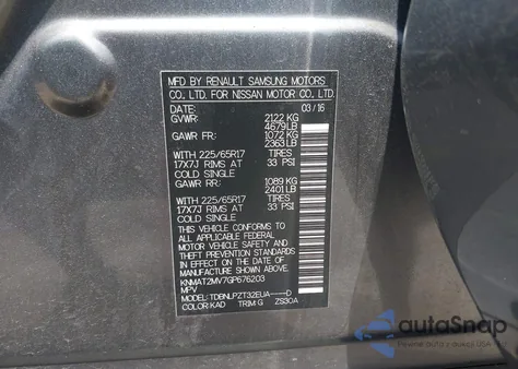 2016 Nissan Rogue S/Sl/Sv z USA, uszkodzony, nr VIN KNMAT2MV7GP676203